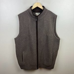 L.L. Bean Waterfowl Sweater Vest Mens Size XL Brown Lambs Wool Hunting Outdoor